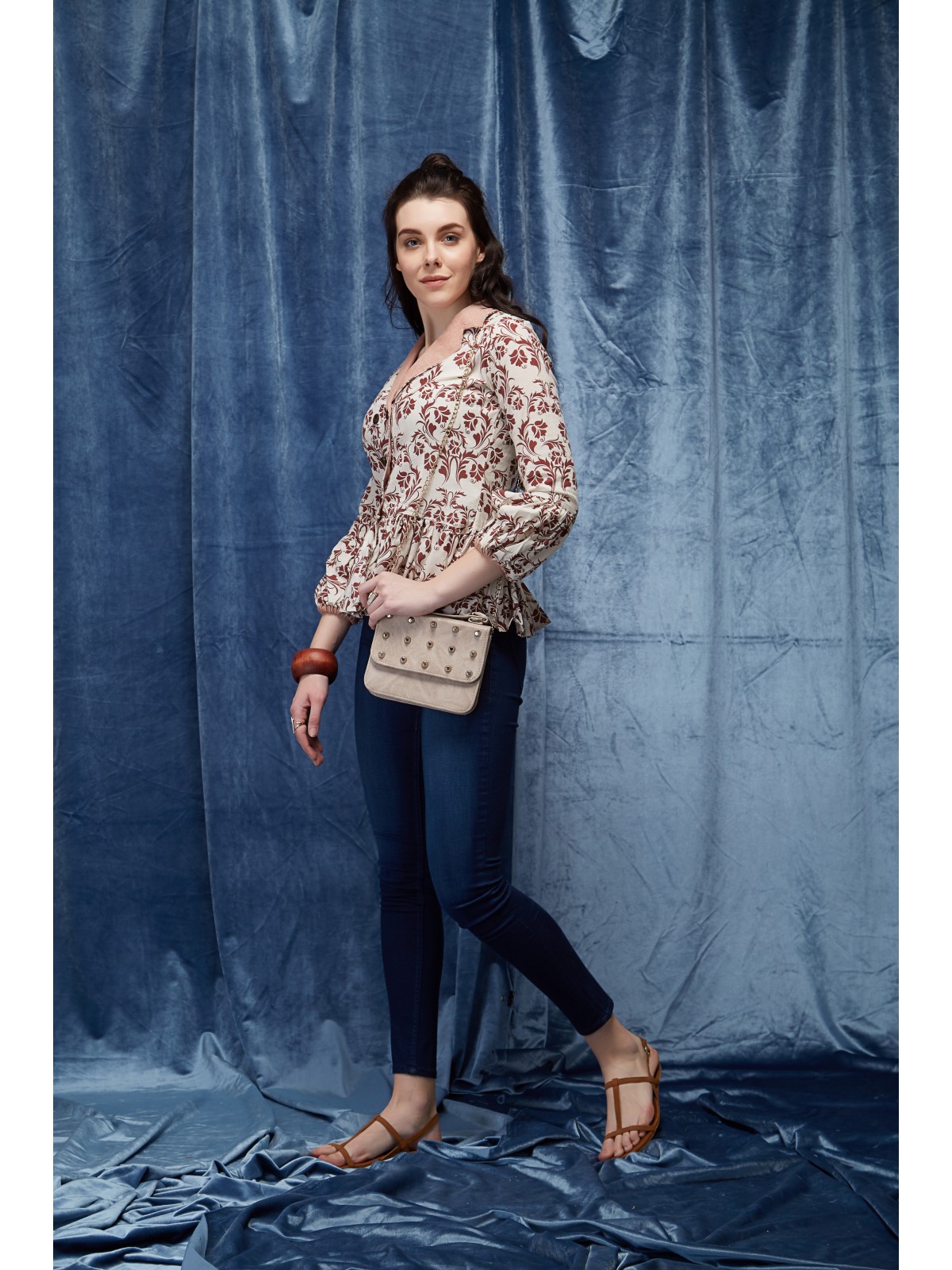 Stylish Cotton Floral Printed Bell Sleeve Top